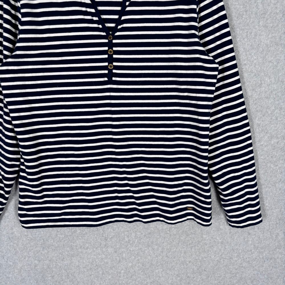 Tommy Hilfiger Top XL Navy White‎ Henley Soft Knit Cotton Sailor Nautical Preppy - Picture 3 of 9